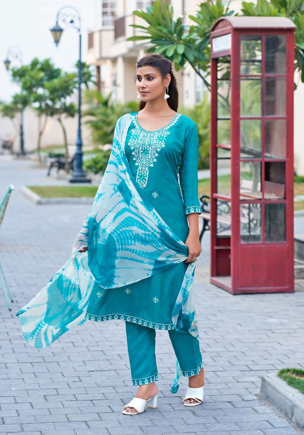 Karachi Vol 2 By Mystic 9 Rayon Embroidery Kurti With Bottom Dupatta Wholesalers In India
